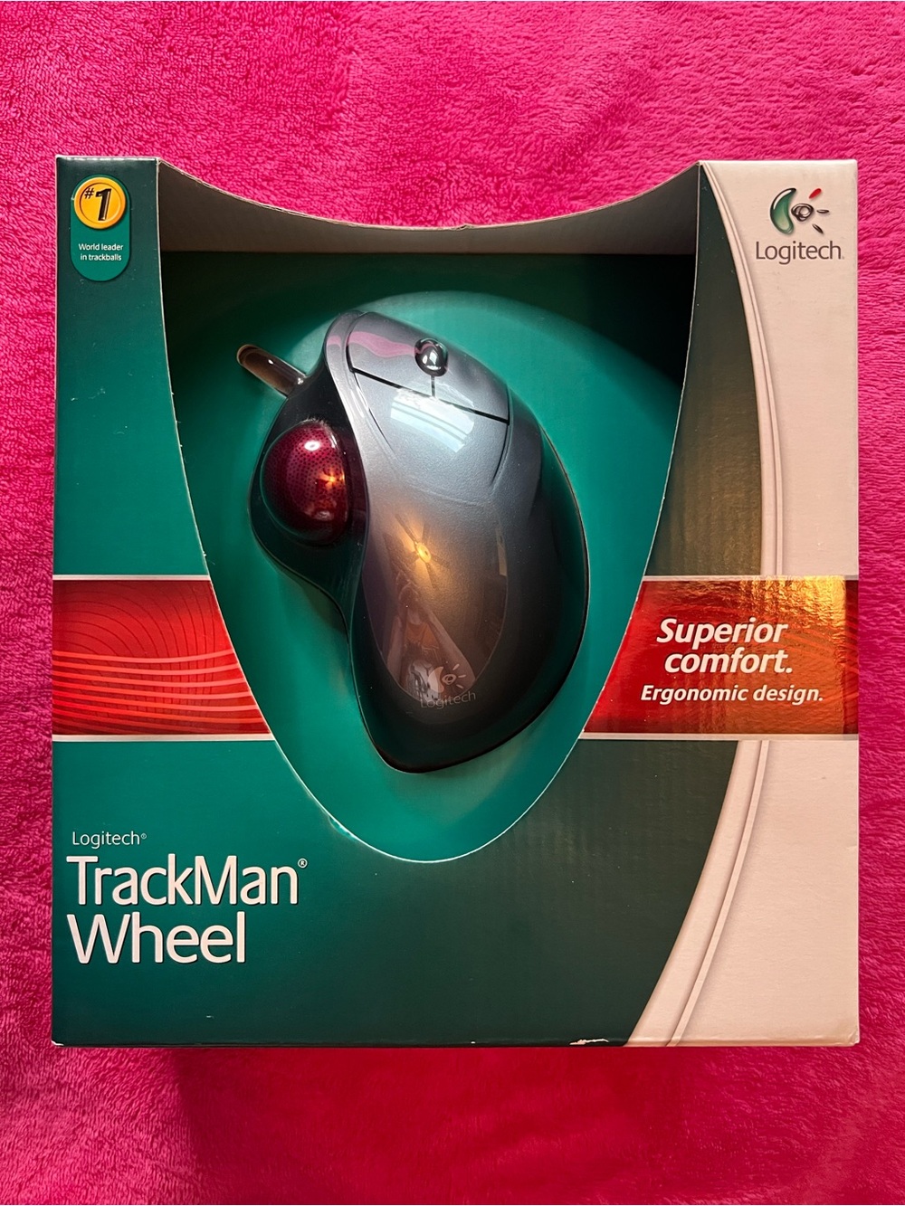 Logitech TrackMan Wheel Trackball Mouse - Gray and Red 2008